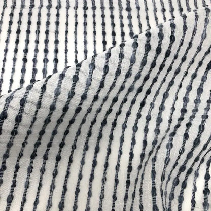 Grey Embroidered Stripe Sheer Linen Fabric Relaxed Roman Shade, CL1032