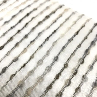 Grey Embroidered Stripe Sheer Linen Fabric Relaxed Roman Shade, CL1032