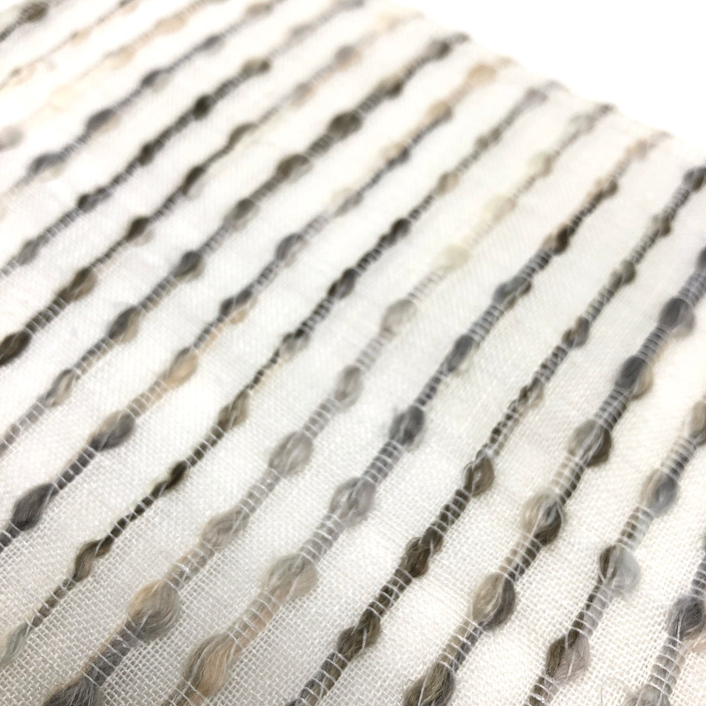 Grey Embroidered Stripe Sheer Linen Fabric Relaxed Roman Shade, CL1032