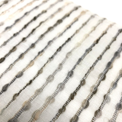 Grey Embroidered Stripe Sheer Linen Fabric Relaxed Roman Shade, CL1032