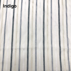 Multi Stripe Linen Blend Embroidered Sheer Linen Flat Roman Shade/ 118" Width / CL1033