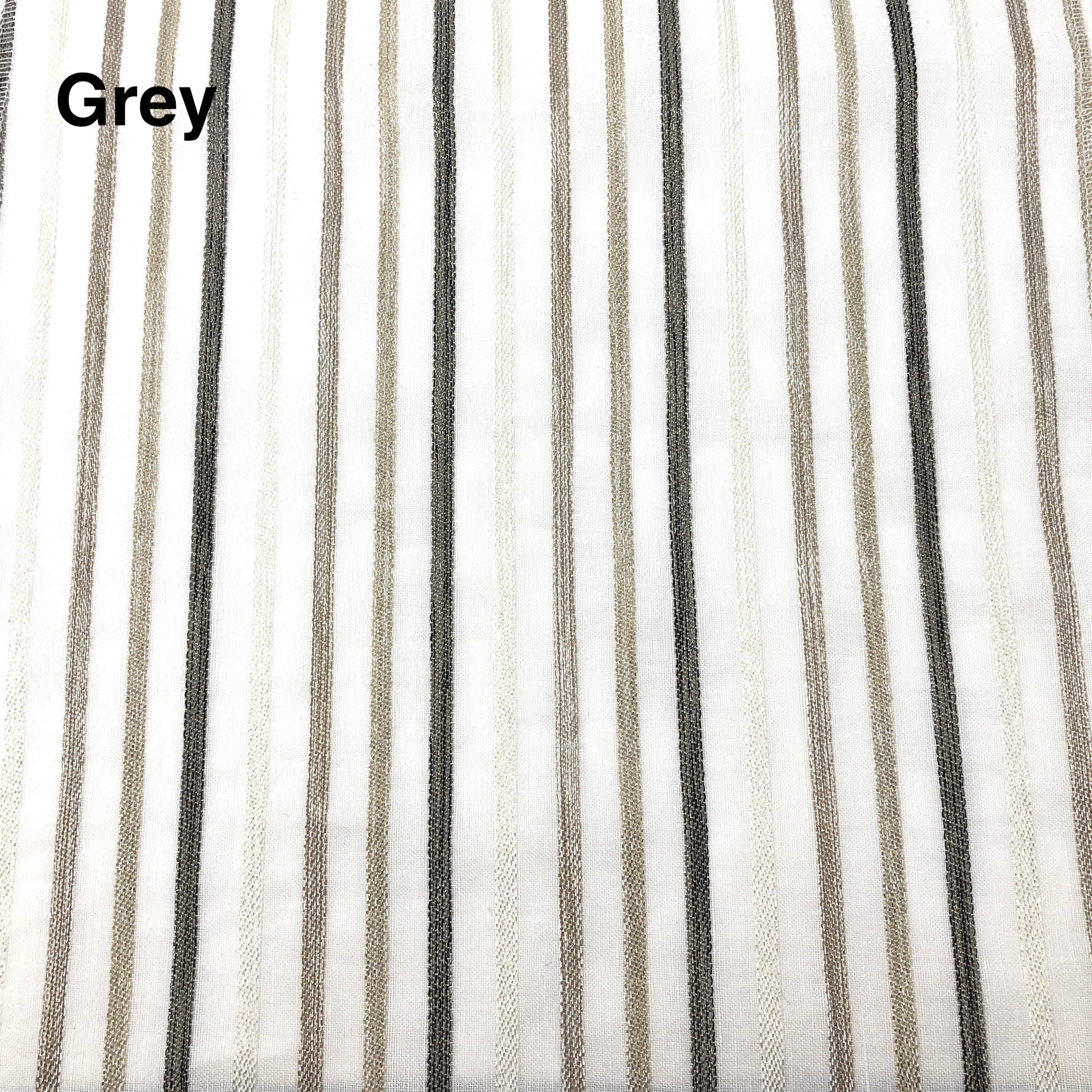 Multi Stripe Linen Blend Embroidered Grey Indigo Stripe Sheer Fabric By The Yard, Curtain, Drapery, Table Top, 118" Width/CL1033
