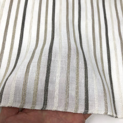 Multi Stripe Linen Blend Embroidered Sheer Linen Flat Roman Shade/ 118" Width / CL1033