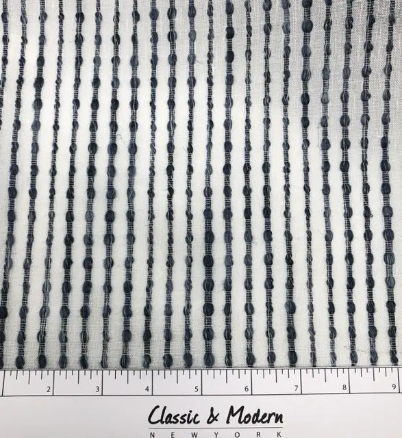 Embroidered Stripe Sheer Blend Linen Fabric by the Yard, 118"Width, CL1032