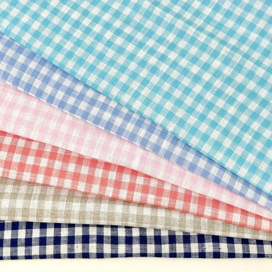 Checkered Pattern 100% Natural Linen Fabric By The Yard/CL1083 - Classic & Modern Home