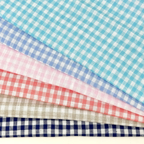 Checkered Pattern 100% Natural Linen Fabric By The Yard/CL1083