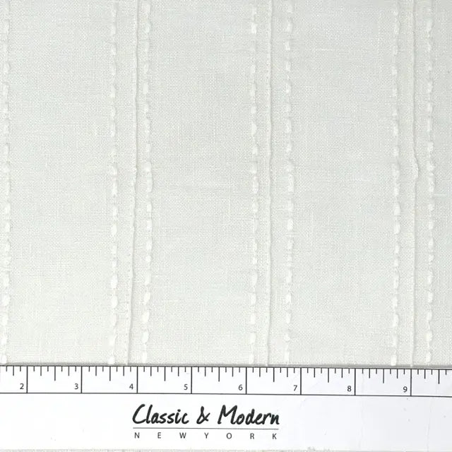 Embroidery Dot and Texture Stripe sheer Linen Flat Roman Shade, CL1126