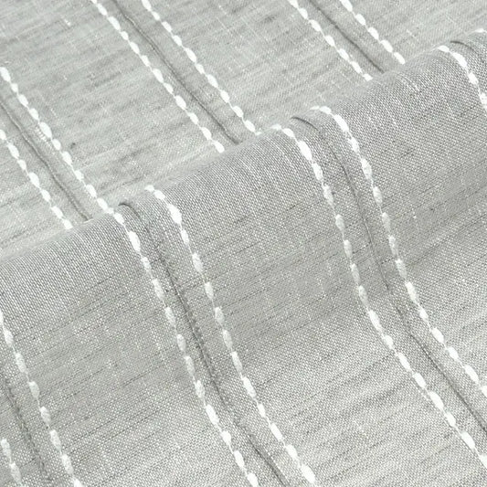 Embroidered Dots Stripes Sheer Linen Fabric by the yard, 54"Width, CL1126