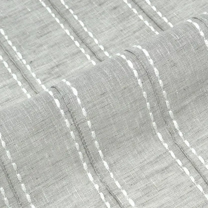 Embroidery Dot and Texture Stripe sheer Linen Flat Roman Shade, CL1126