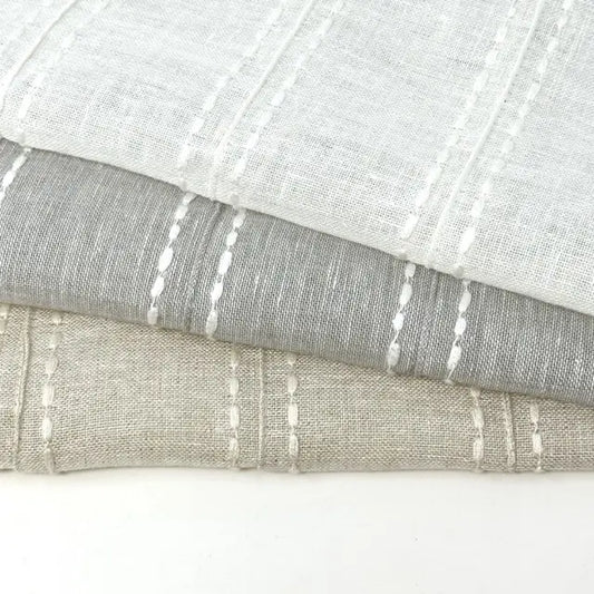 Embroidered Dots Stripes Sheer Linen Fabric by the yard | 54"Width | CL1126