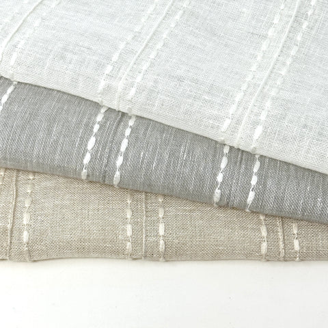 Sheer Linen Fabric with Embroidered Dots & Stripes / 54" Width / CL1126