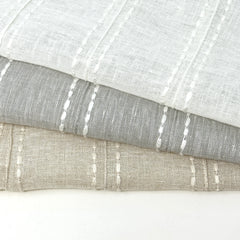 Sheer Linen Fabric with Embroidered Dots & Stripes / 54" Width / CL1126