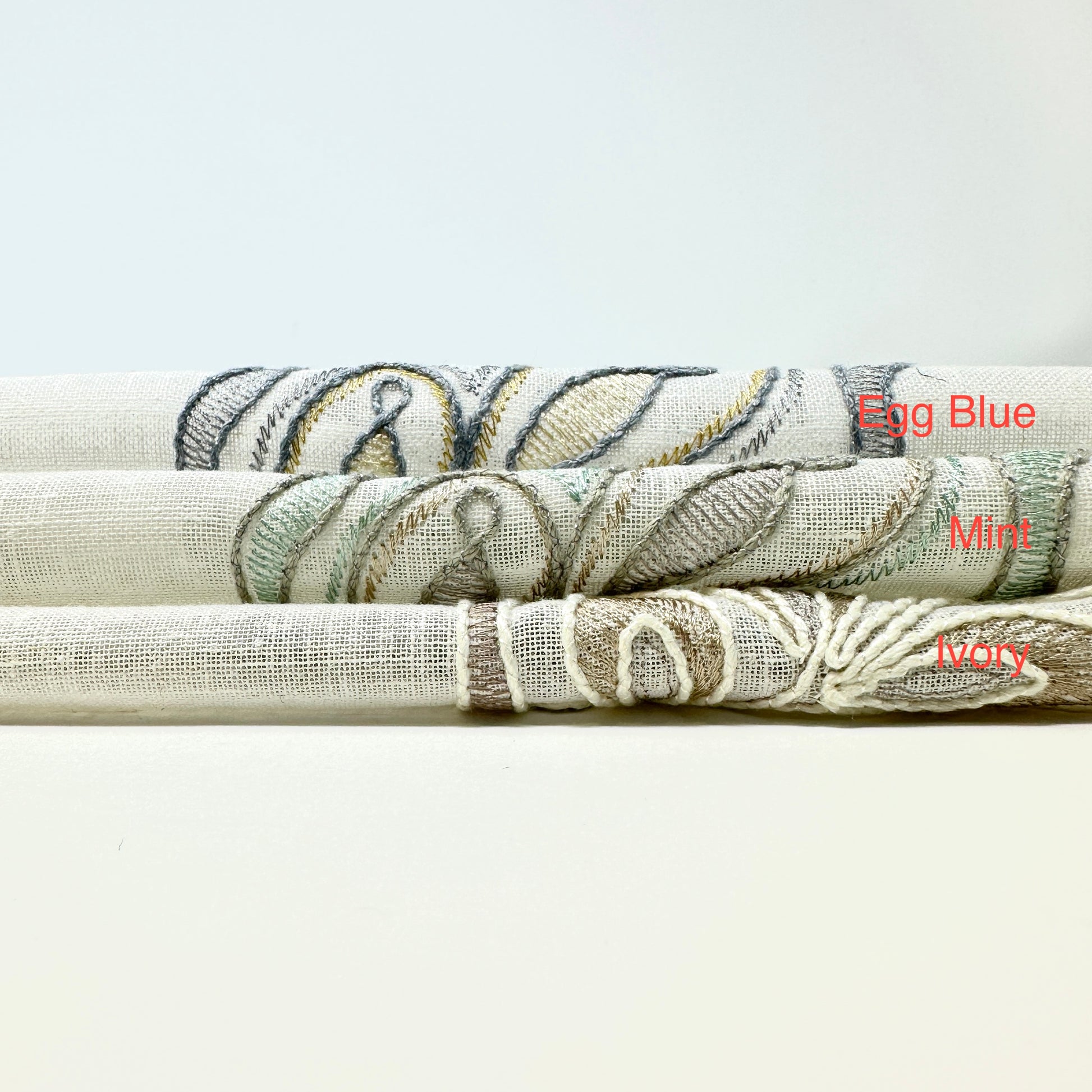 Embroidery Floral Ivory Linen Blend Flat Roman Shade/CL1011 - Classic & Modern Home