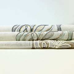 Leaf Floral Embroidery Sheer Linen Blend Fabric by the Yard / 54" Wide / CL1011