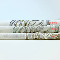 Leaf Floral Embroidery Sheer Linen Blend Fabric by the Yard/54" Wide/CL1011