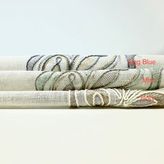 Leaf Floral Embroidery Sheer Linen Blend Fabric by the Yard / 54" Wide / CL1011