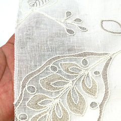 Leaf Floral Embroidery Sheer Linen Blend Fabric by the Yard/54" Wide/CL1011