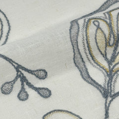 Leaf Floral Embroidery Sheer Linen Blend Fabric by the Yard / 54" Wide / CL1011