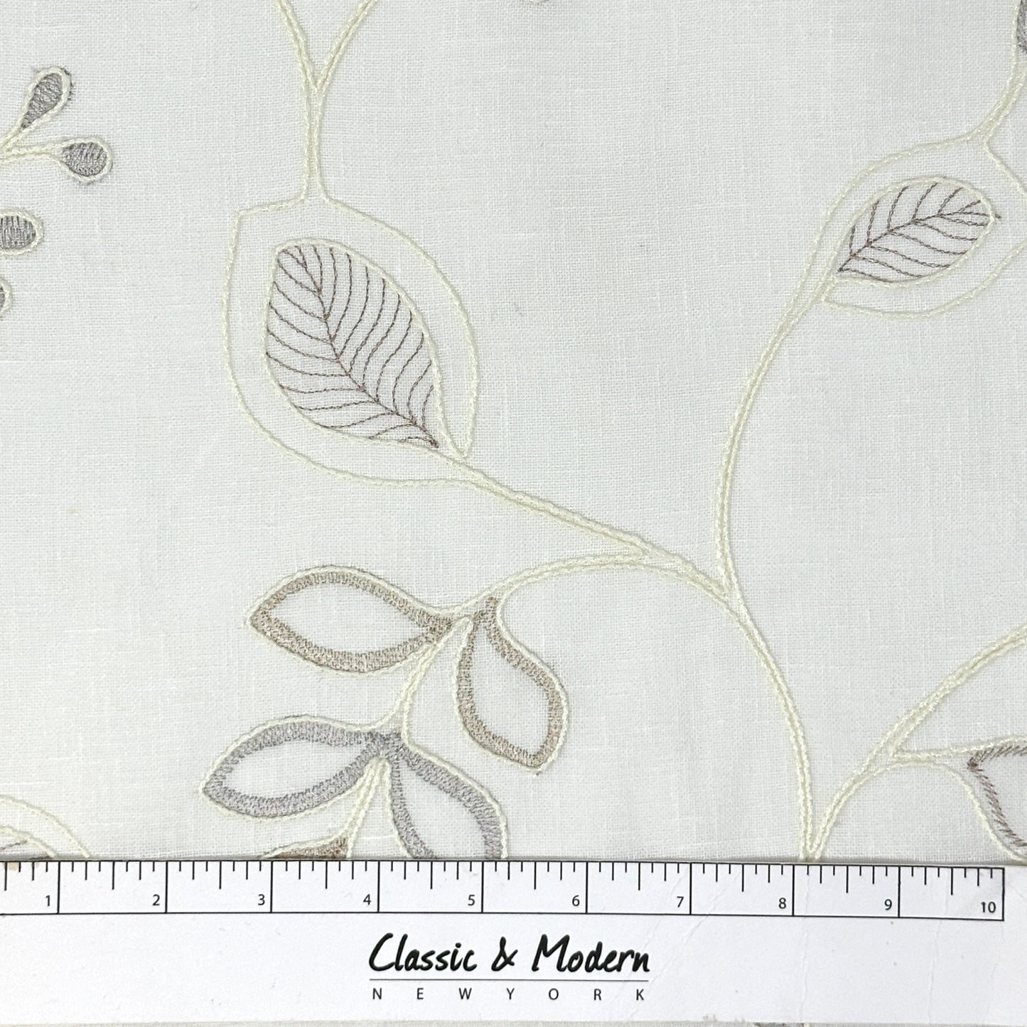 Embroidery Floral Ivory Linen Blend Flat Roman Shade/CL1011 - Classic & Modern Home