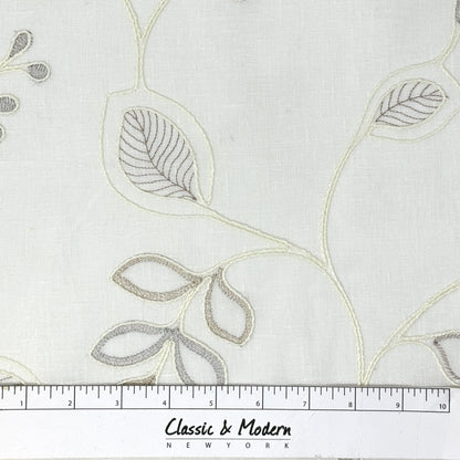Embroidery Floral Ivory Linen Blend Flat Roman Shade/CL1011 - Classic & Modern Home