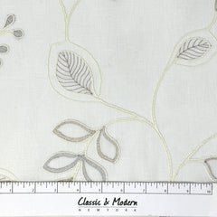 Embroidery Floral Ivory Linen Blend Flat Roman Shade/CL1011