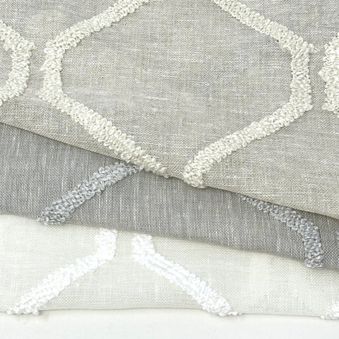 Embroidery Modern Geometric Blend Sheer Linen Fabric By The Yard / 54" Width / CL1133