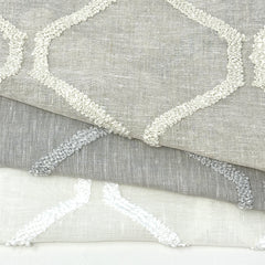 Embroidery Modern Geometric Blend Sheer Linen Fabric By The Yard / 54" Width / CL1133