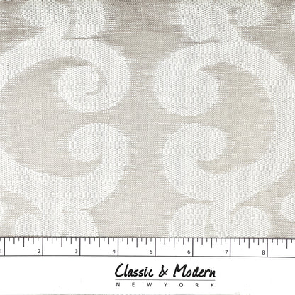 Damask Geometric Blend Linen Sheer Flat Roman Shade, CL1130