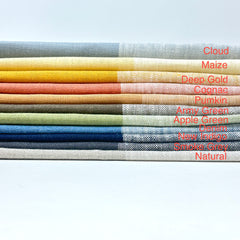 Checkered Square Multi Color 100% Linen Fabric by the Yard / 54" Width / CL1125