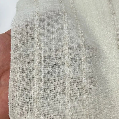 Ruffled Stripe Embroidery Blend Linen Fabric, 118"Width, CL1172