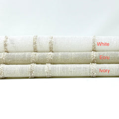 Ruffled Stripe Embroidery Blend Linen Fabric / 118" Wide / CL1172