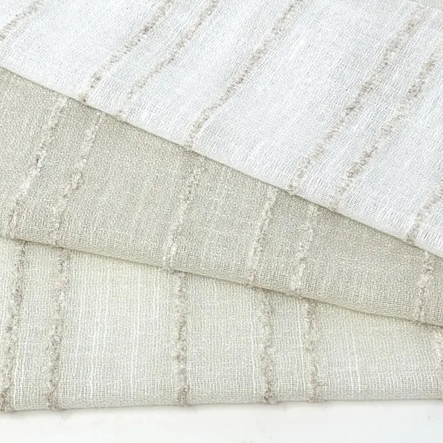 Ruffled Stripe Embroidery Blend Linen Fabric, 118"Width, CL1172