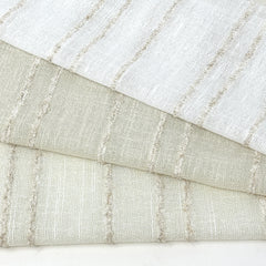 Ruffled Stripe Embroidery Blend Linen Fabric / 118" Wide / CL1172