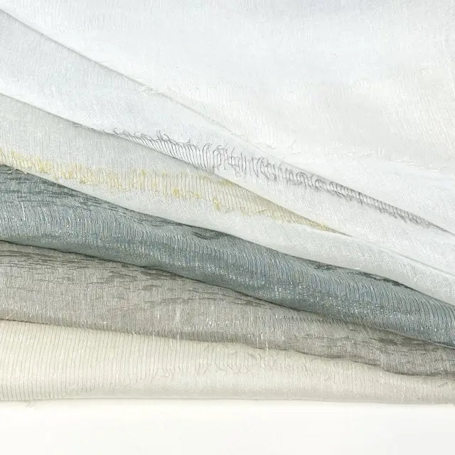 Tassel Waved Sheer Blend Linen Fabric by the Yard, 110"Width, CL1171