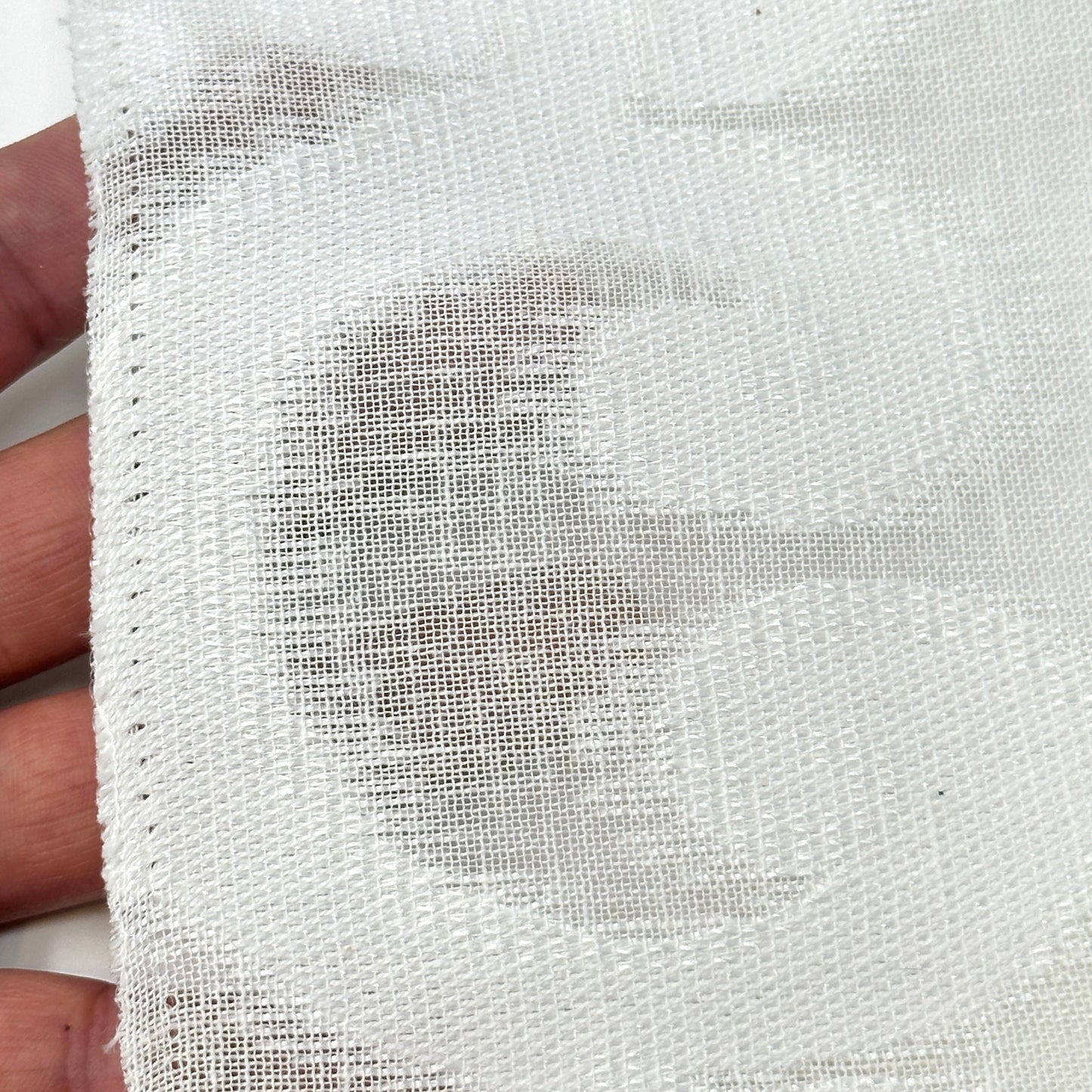 Damask Geometric Blend Linen Sheer Flat Roman Shade, CL1130