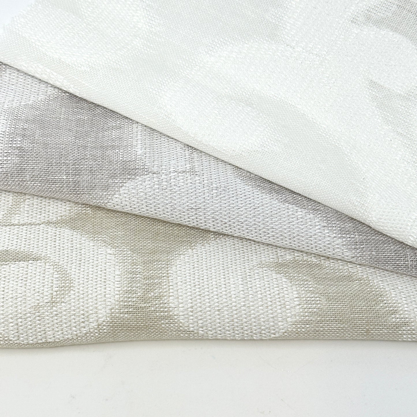 Damask Geometric Blend Linen Sheer Flat Roman Shade, CL1130