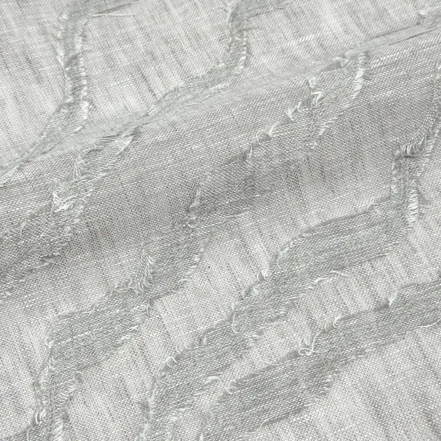 Ruffled Embroidery Blend Linen Fabric, 54"Width, CL1156