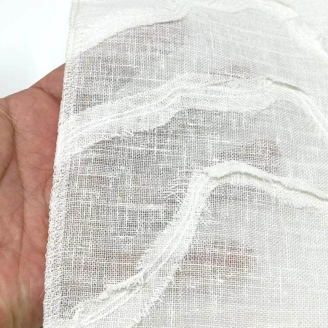 Ruffled Embroidery Blend Linen Fabric, 54"Width, CL1156
