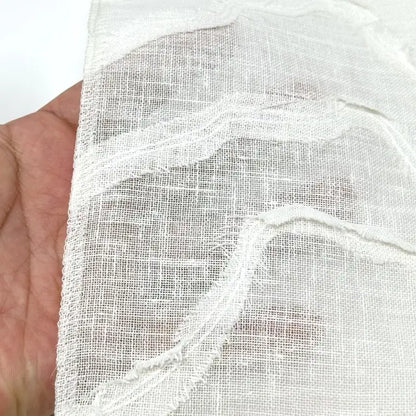 Ruffled Embroidery Blend Linen Fabric, 54"Width, CL1156