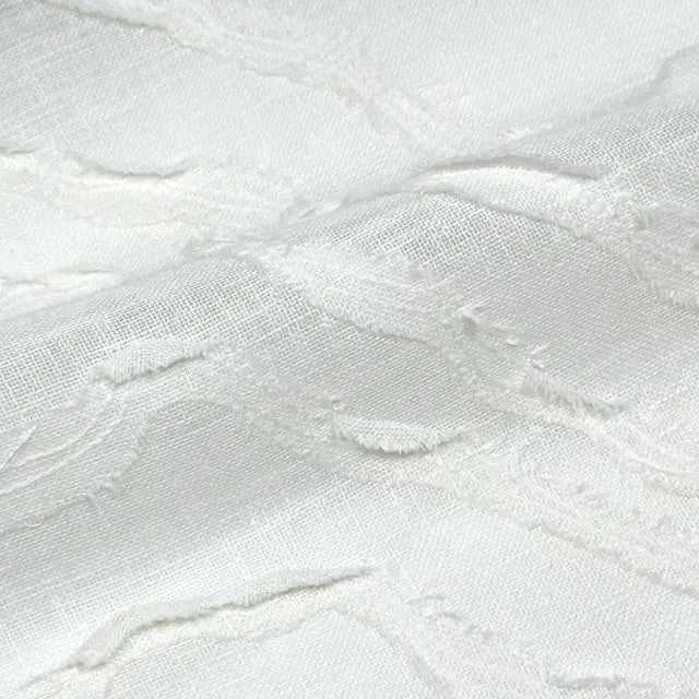 Ruffled Embroidery Blend Linen Fabric, 54"Width, CL1156