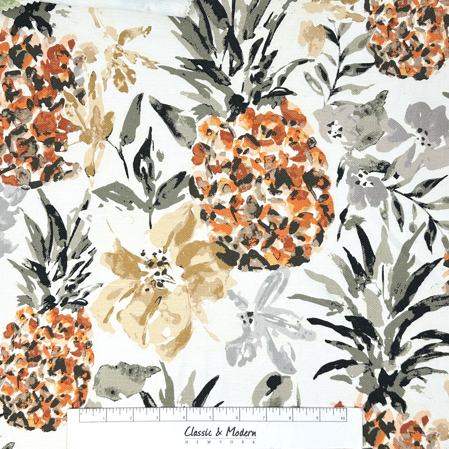 Tropical Pineapple Linen Flat Roman Shade, CL1158