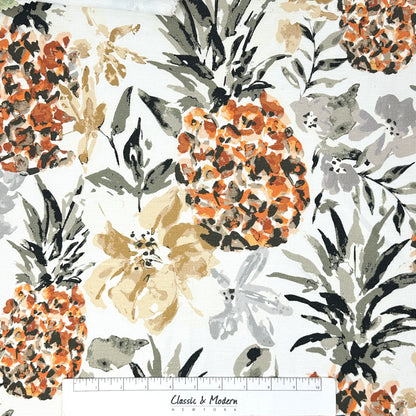 Tropical Pineapple Linen Flat Roman Shade, CL1158
