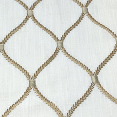 Geometric Embroidery Gold Linen Flat Roman Shade / CL1160