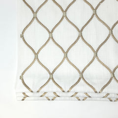 Geometric Embroidery Gold Linen Flat Roman Shade / CL1160