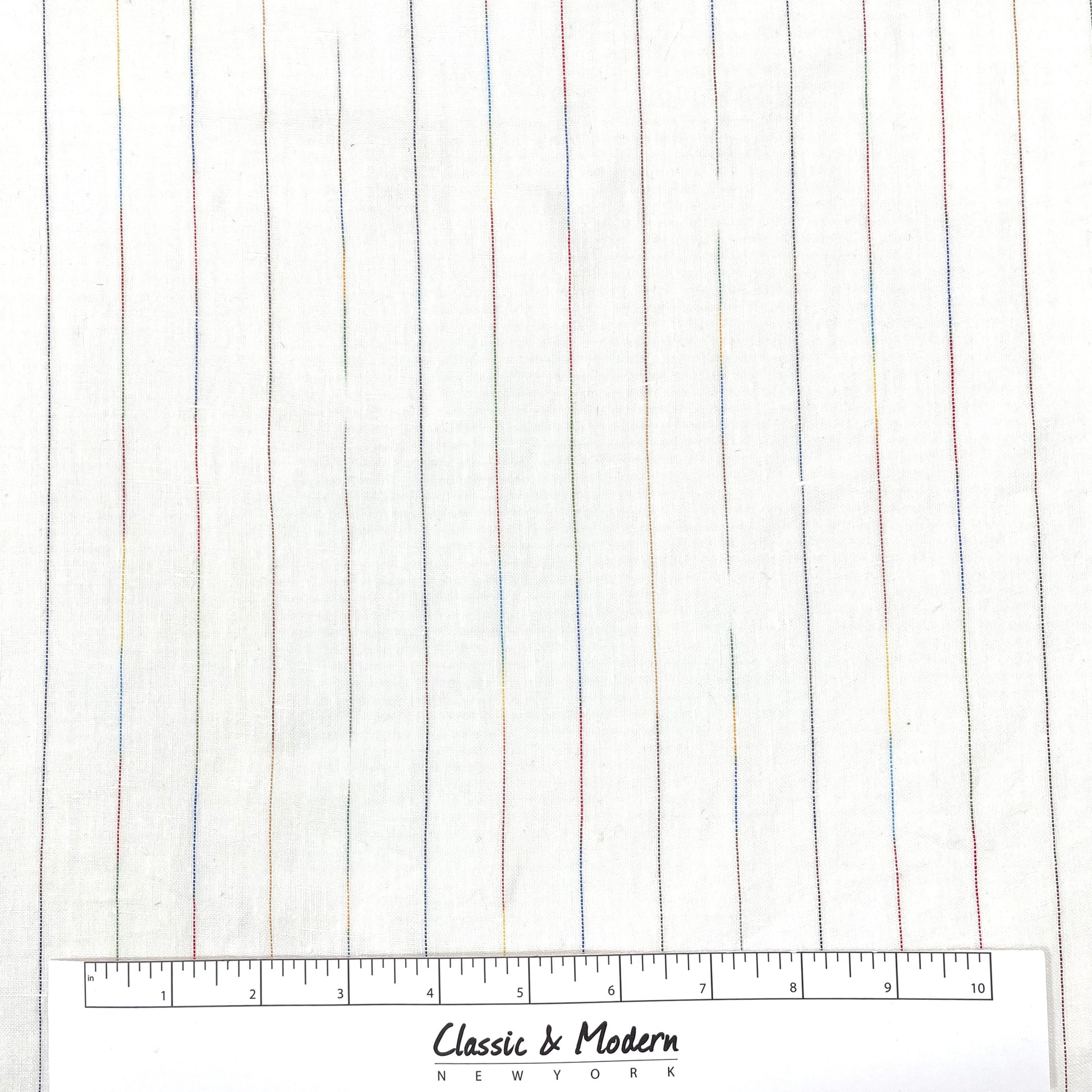 Thin Striped Multicolor 100% Natural Linen Fabric by the Yard/53" Width/CL1043 - Classic & Modern Home