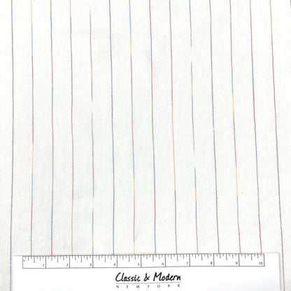 Thin Striped Multicolor 100% Natural Linen Fabric by the Yard/53" Width/CL1043 - Classic & Modern Home