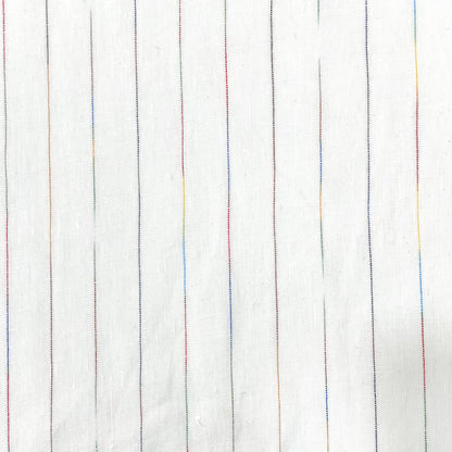 Thin Striped Multi Colors 100% Natural Linen Flat Relaxed Casual Roman Shade/CL1043 - Classic & Modern Home