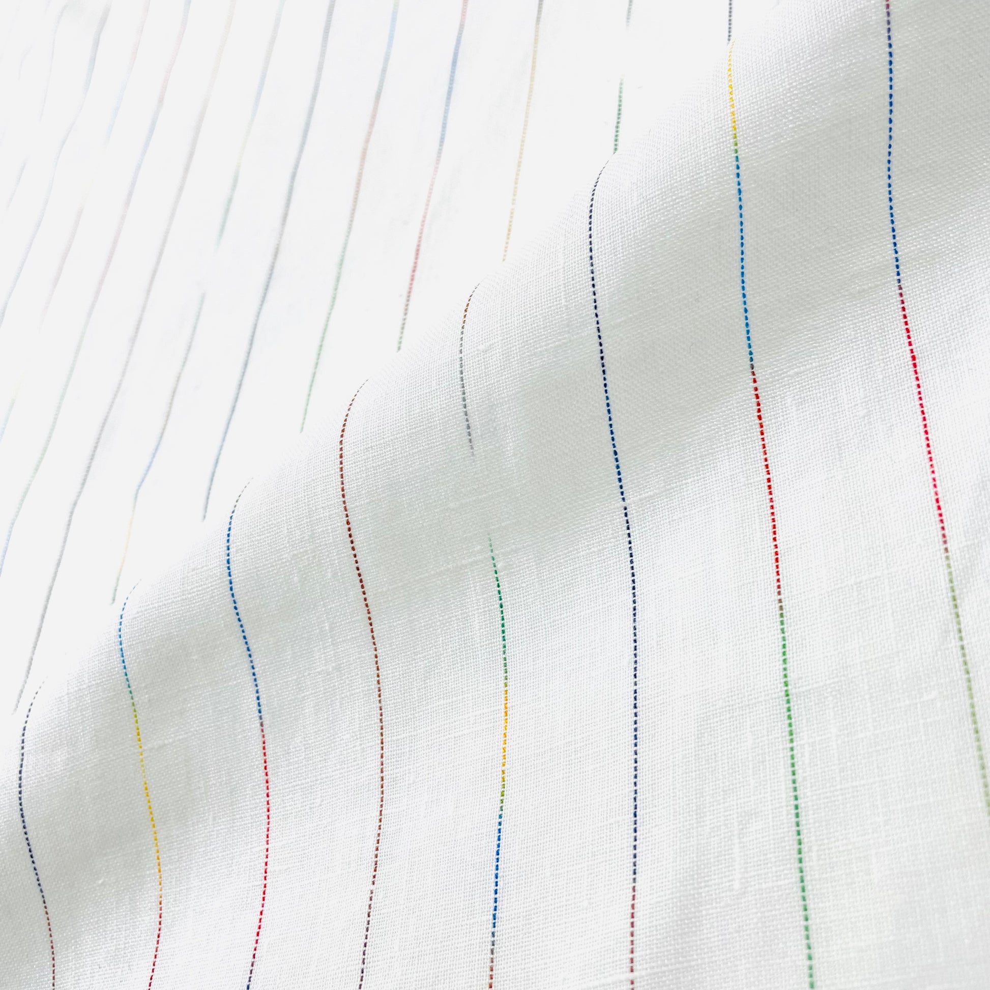 Thin Striped Multi Colors 100% Natural Linen Flat Relaxed Casual Roman Shade/CL1043 - Classic & Modern Home