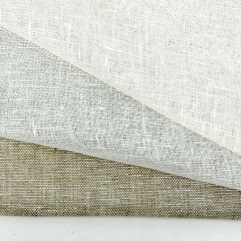 Dot and Texture Stripe Embroidery Blend Sheer Linen Fabric / 118" Width / CL1118