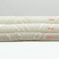 Embroidery Geometric Blend Linen Sheer Fabric By The Yard / 54" Width / CL1078